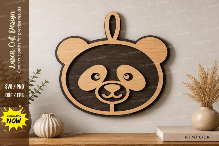 Cute Panda Ornament laser Cut svg Cutting file panda svg