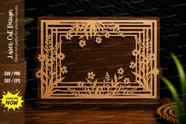 Botanical Floral Border Frame Laser Cut SVG Design botanical
