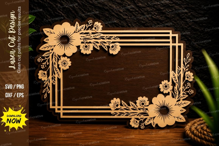 Wildflower Corner Frame Laser Cut SVG Design wildflower fram