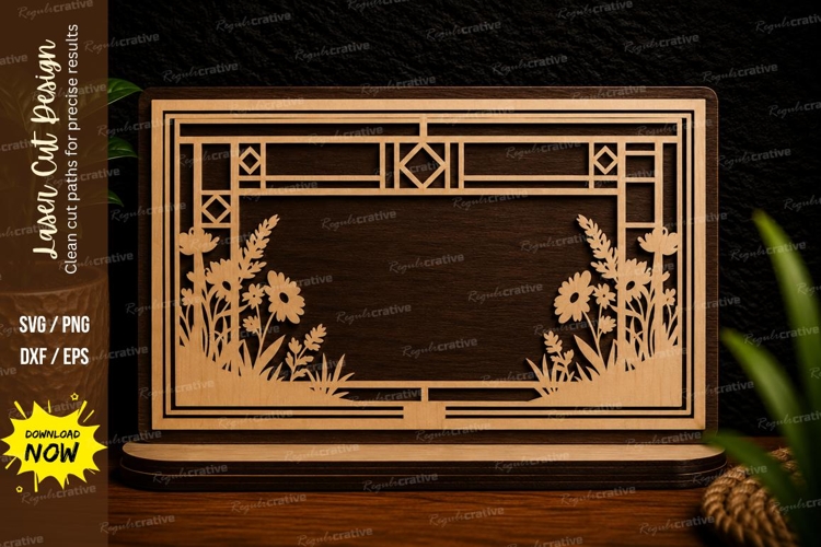 Art Deco Floral Border Frame Laser Cut SVG Design art deco