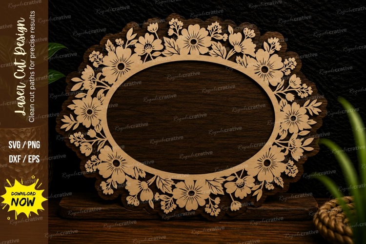 Luxury Floral Oval Wreath Laser Cut SVG Design luxury oval