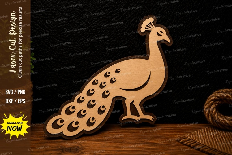 Peacock Silhouette Laser Cut SVG Design peacock svg, peacock