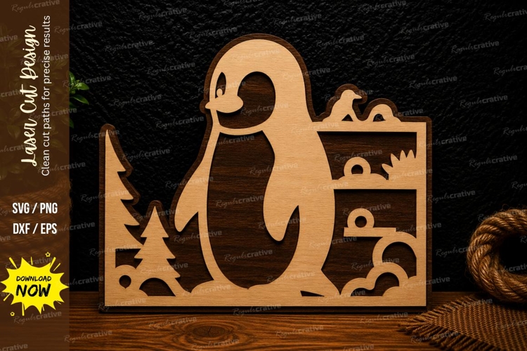 Cute Penguin Winter Laser Cut SVG Design penguin svg, pengui