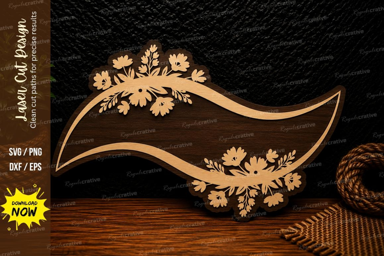 Floral Crescent Moon Laser Cut SVG Design crescent moon svg,
