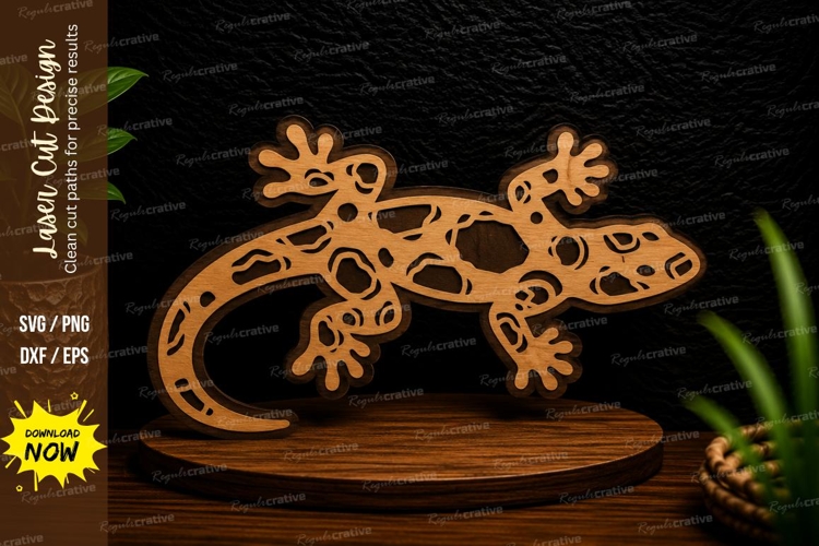 Decorative Gecko Laser Cut SVG Design decorative gecko svg,