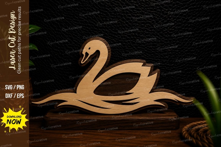 Graceful Swan Silhouette Laser Cut SVG Design swan svg, swan