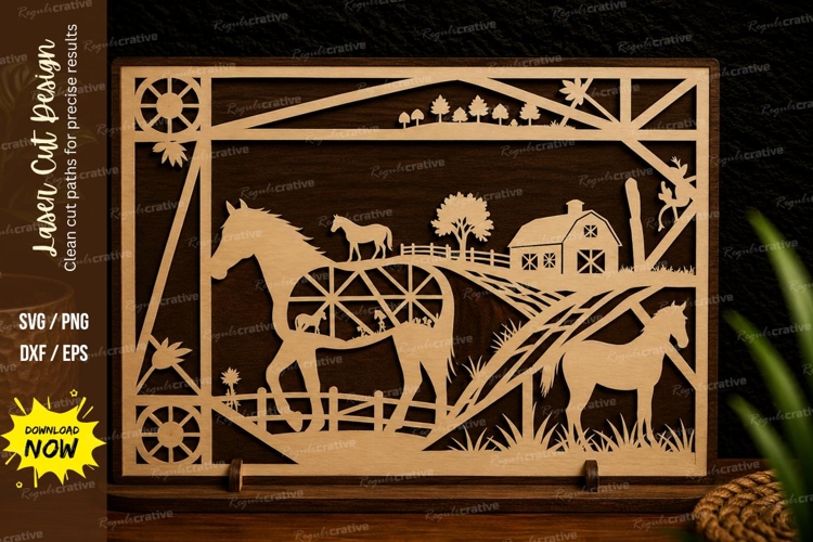 Farm Landscape Scene Laser Cut SVG Design farm landscape svg