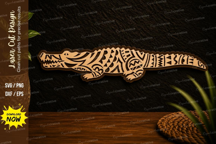 Decorative Alligator Laser Cut SVG Design decorative alligat