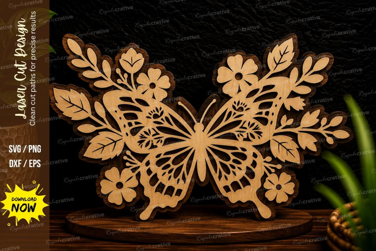 Butterfly Floral Arrangement Laser Cut SVG Design butterfly