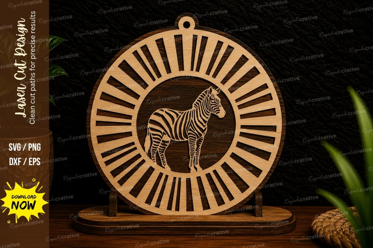Zebra Round Ornament Laser Cut SVG Design zebra ornament svg