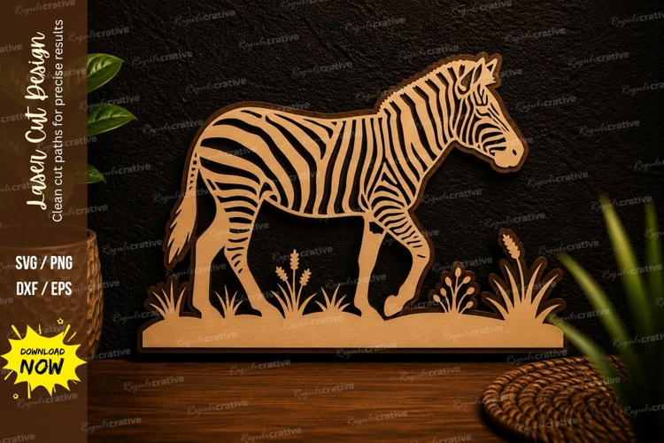 Zebra Floral Mandala Round Laser Cut SVG Design zebra floral