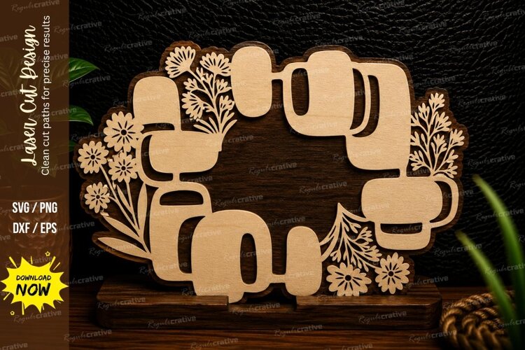 Elephant Family Floral Frame Laser Cut SVG Design elephant example image 1