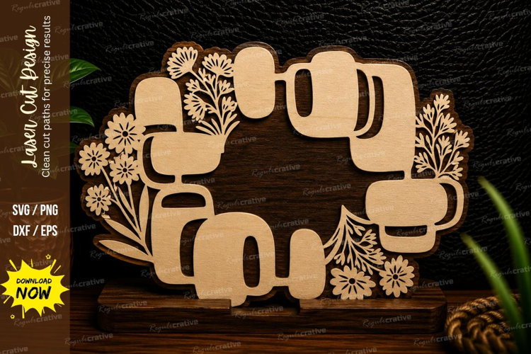 Elephant Family Floral Frame Laser Cut SVG Design elephant