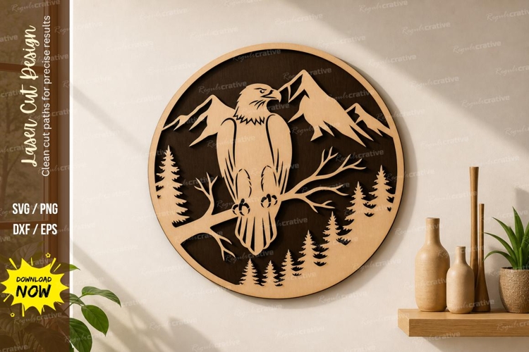Eagle Mountain Scene laser Cut svg Cutting file eagle svg