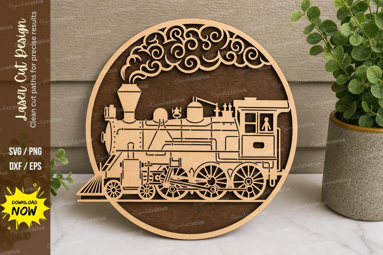 Vintage Train Scene laser Cut svg Cutting file train svg