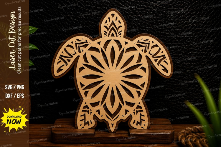 Mandala Sea Turtle Laser Cut SVG Design sea turtle mandala