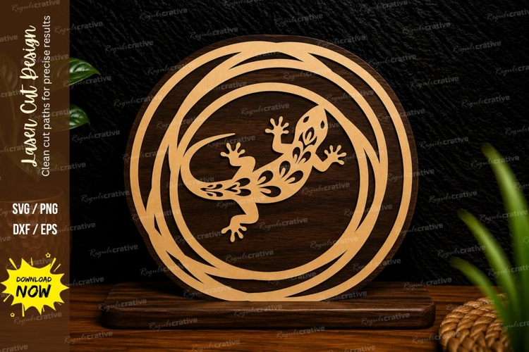 Gecko Circle Ornament Laser Cut SVG Design gecko circle svg,