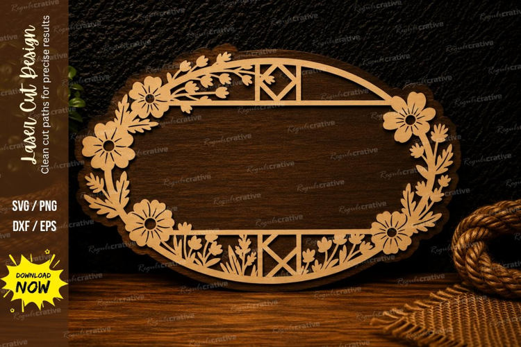 Botanical Oval Border Laser Cut SVG Design botanical oval