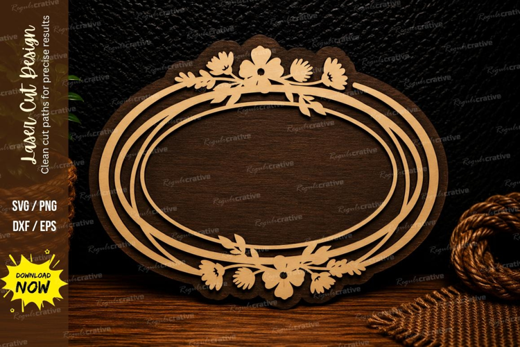 Minimal Floral Oval Frame Laser Cut SVG Design minimal flora