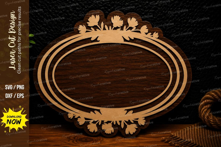 Elegant Oval Floral Frame Laser Cut SVG Design elegant oval
