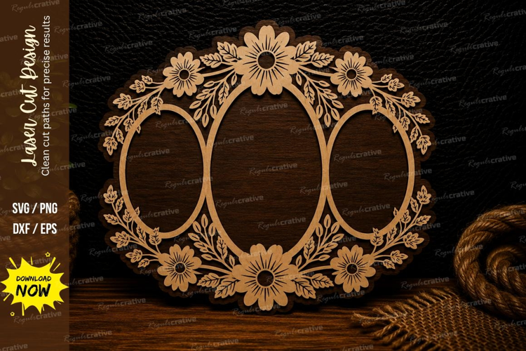 Twin Oval Botanical Frame Laser Cut SVG Design twin oval fra