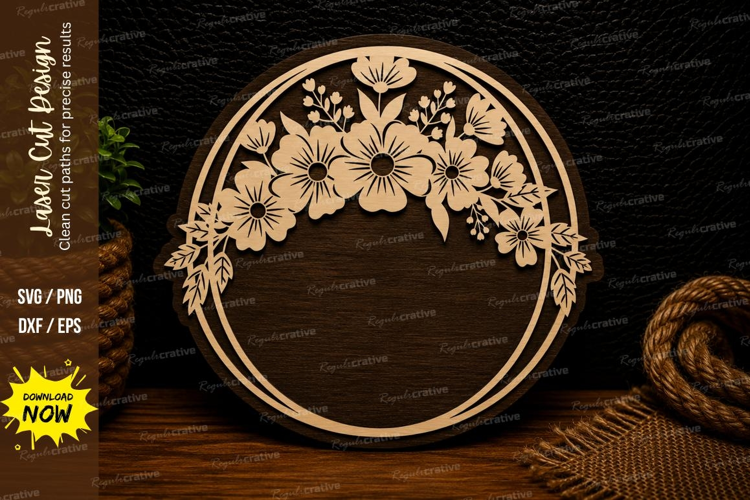 Triple Oval Floral Frame Laser Cut SVG Design triple oval