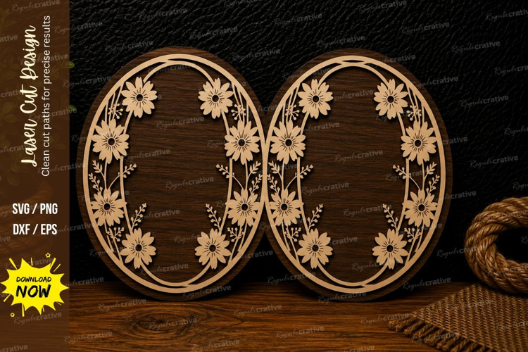 Double Oval Daisy Frame Laser Cut SVG Design double oval dai