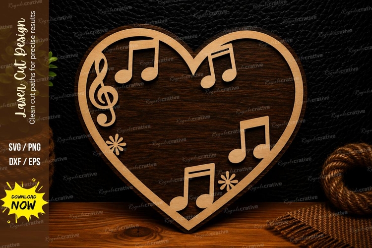 Music Notes Heart Laser Cut SVG Design music notes heart svg