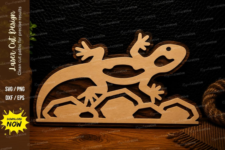 Gecko on Rocks Laser Cut SVG Design gecko svg, lizard laser