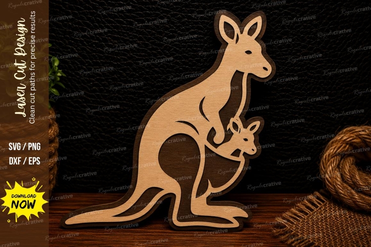 Kangaroo with Joey Laser Cut SVG Design kangaroo svg, kangar