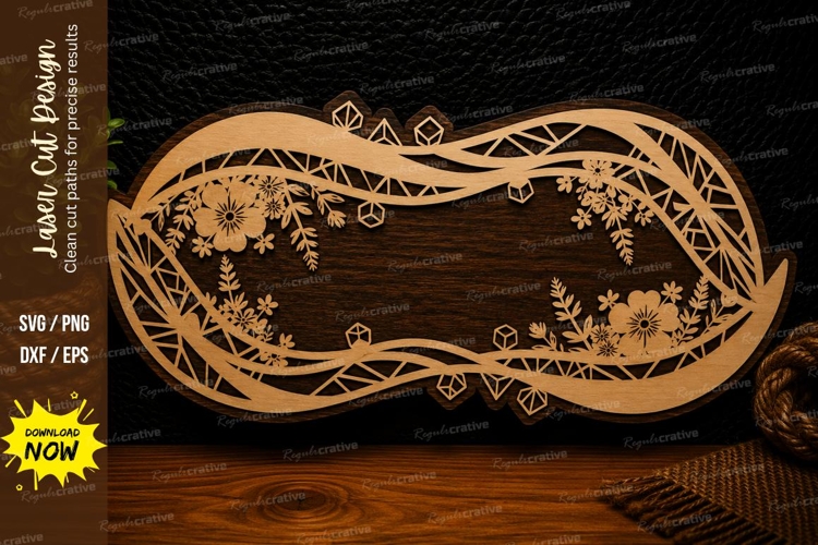 Botanical Oval Vine Frame Laser Cut SVG Design botanical