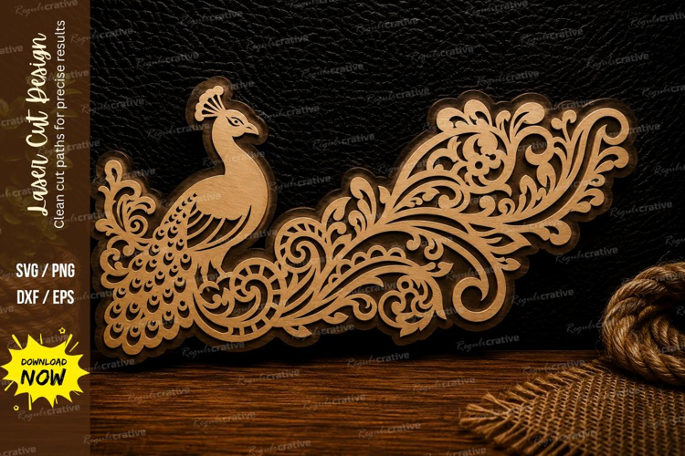 Decorative Peacock Laser Cut SVG Design peacock svg