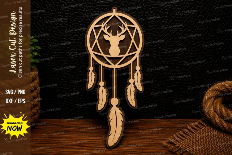 Deer Dreamcatcher Laser Cut SVG Design deer dreamcatcher svg