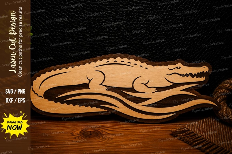 Crocodile River Scene Laser Cut SVG Design crocodile svg,