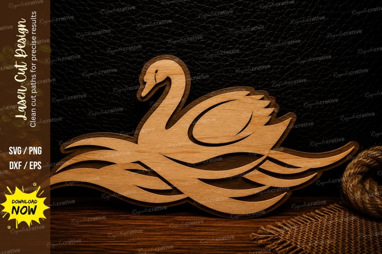 Elegant Swan on Water Laser Cut SVG Design swan svg, swan