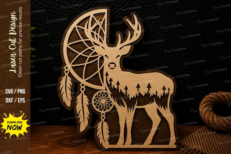 Deer Dreamcatcher Laser Cut SVG Design deer dreamcatcher svg