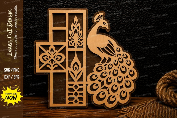 Peacock Cross Laser Cut SVG Design peacock cross svg, christ