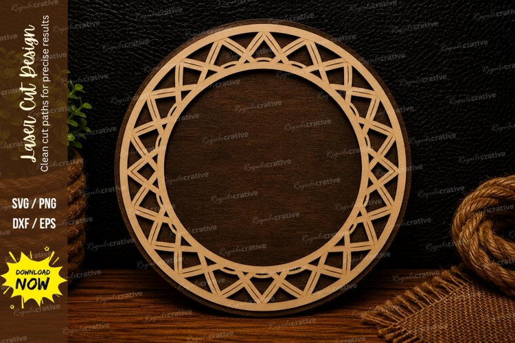 Geometric Round Frame Laser Cut SVG Design geometric round