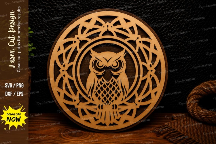 Owl Mandala Round Laser Cut SVG Design owl mandala svg, owl