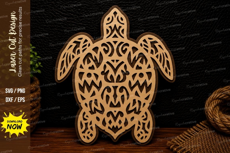 Decorative Sea Turtle Laser Cut SVG Design decorative sea