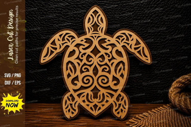 Mandala Sea Turtle Laser Cut SVG Design mandala sea turtle
