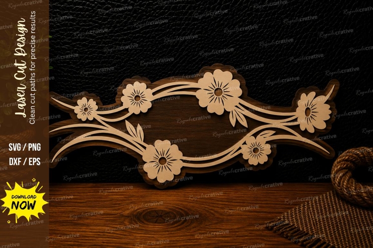 Decorative Floral Vine Border Laser Cut SVG Design decorativ