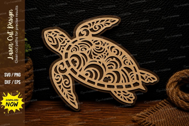Mandala Sea Turtle Laser Cut SVG Design sea turtle mandala