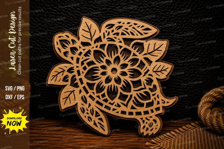 Floral Sea Turtle Laser Cut SVG Design floral sea turtle svg