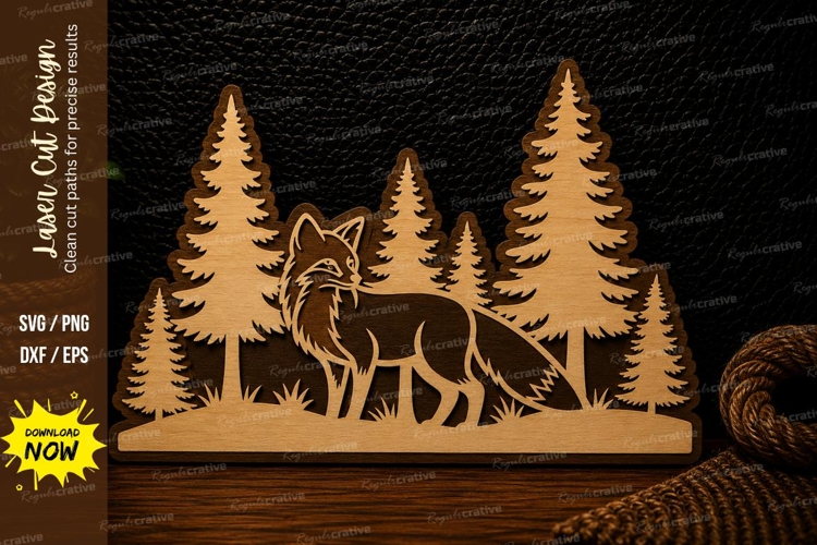 Deer Forest Scene Laser Cut SVG Design deer forest svg