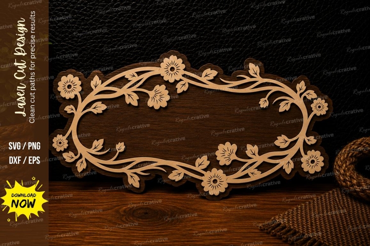 Elegant Floral Vine Border Laser Cut SVG Design floral vine