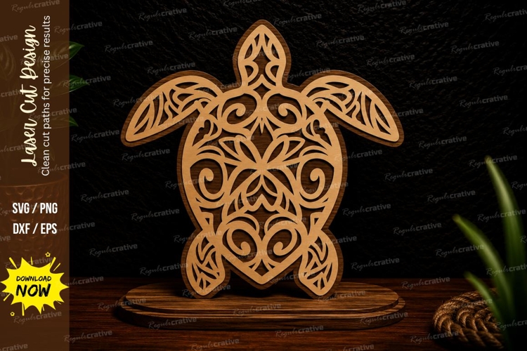 Mandala Sea Turtle Laser Cut SVG Design mandala sea turtle