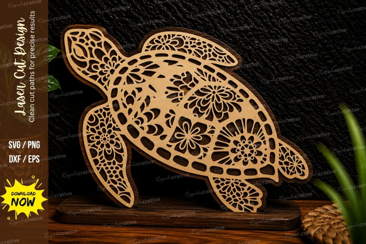 Decorative Sea Turtle Laser Cut SVG Design decorative sea