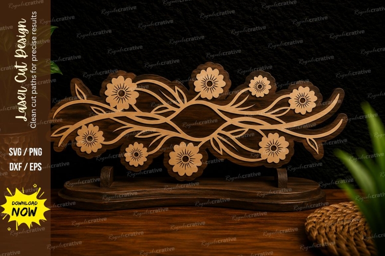 Floral Vine Divider Laser Cut SVG Design floral divider svg