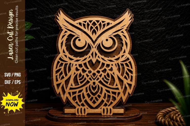 Mandala Owl Laser Cut SVG Design mandala owl svg, decorative